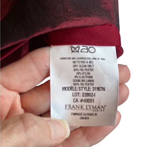 Frank Lyman Taffeta Zip-Front Dress, Burgundy, size 0 - Picture 12 of 16